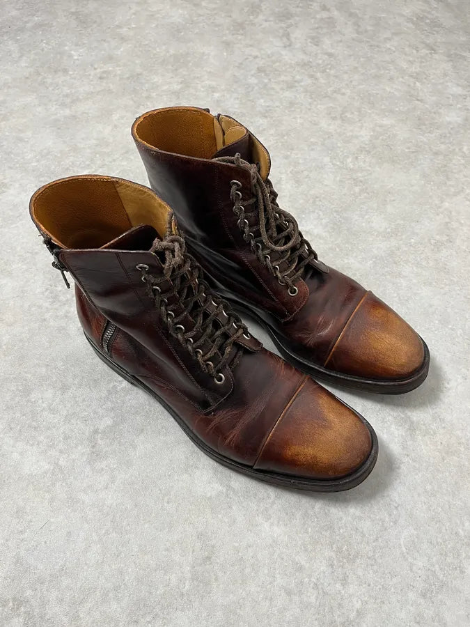 Maison Margiela Brown Eroded Leather Boots uZexIbo 3