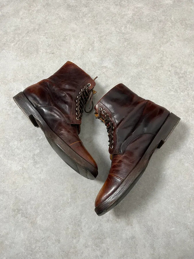 Maison Margiela Brown Eroded Leather Boots uZexIbo 4
