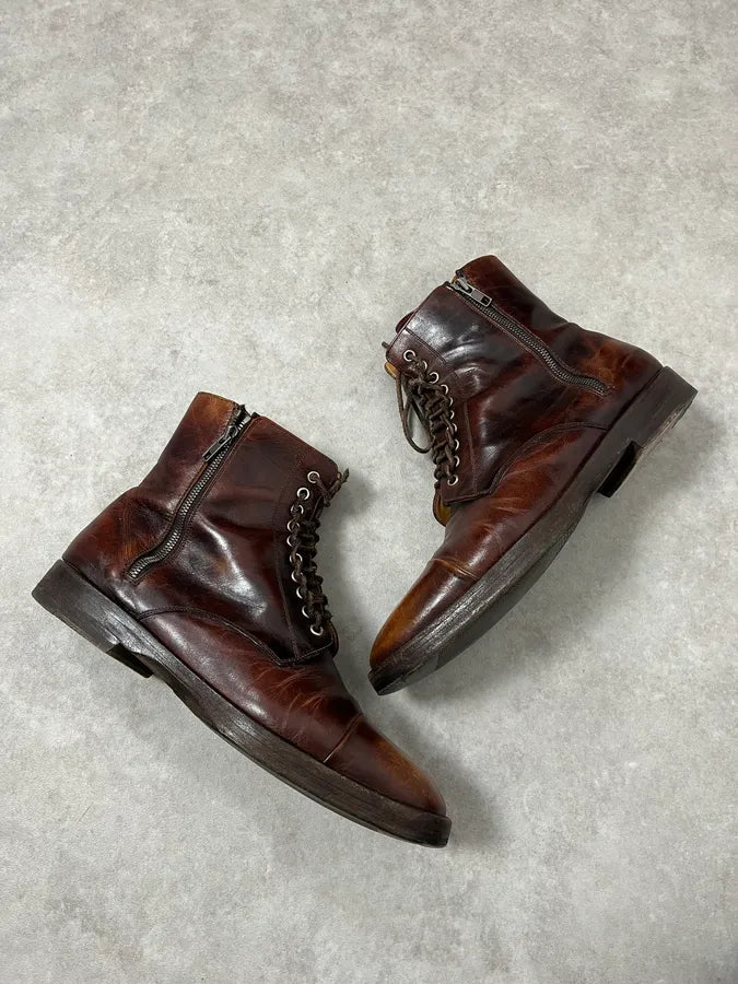 Maison Margiela Brown Eroded Leather Boots uZexIbo 6