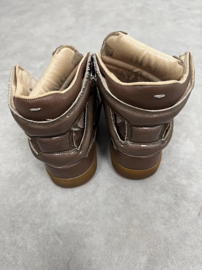 Maison Margiela Brown High Suede Leather Sneakers wIDdfnw 4