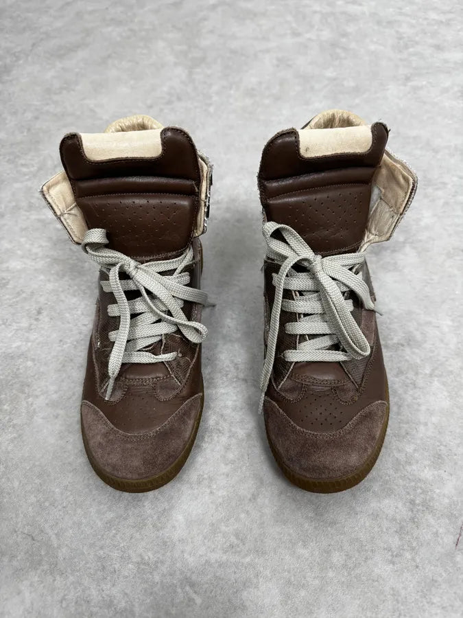Maison Margiela Brown High Suede Leather Sneakers wIDdfnw 2