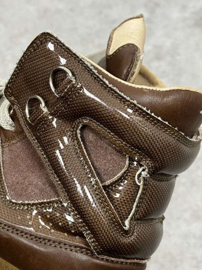 Maison Margiela Brown High Suede Leather Sneakers wIDdfnw 3