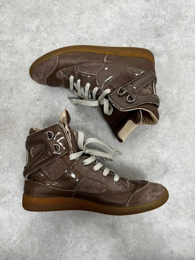 Maison Margiela Brown High Suede Leather Sneakers wIDdfnw 1