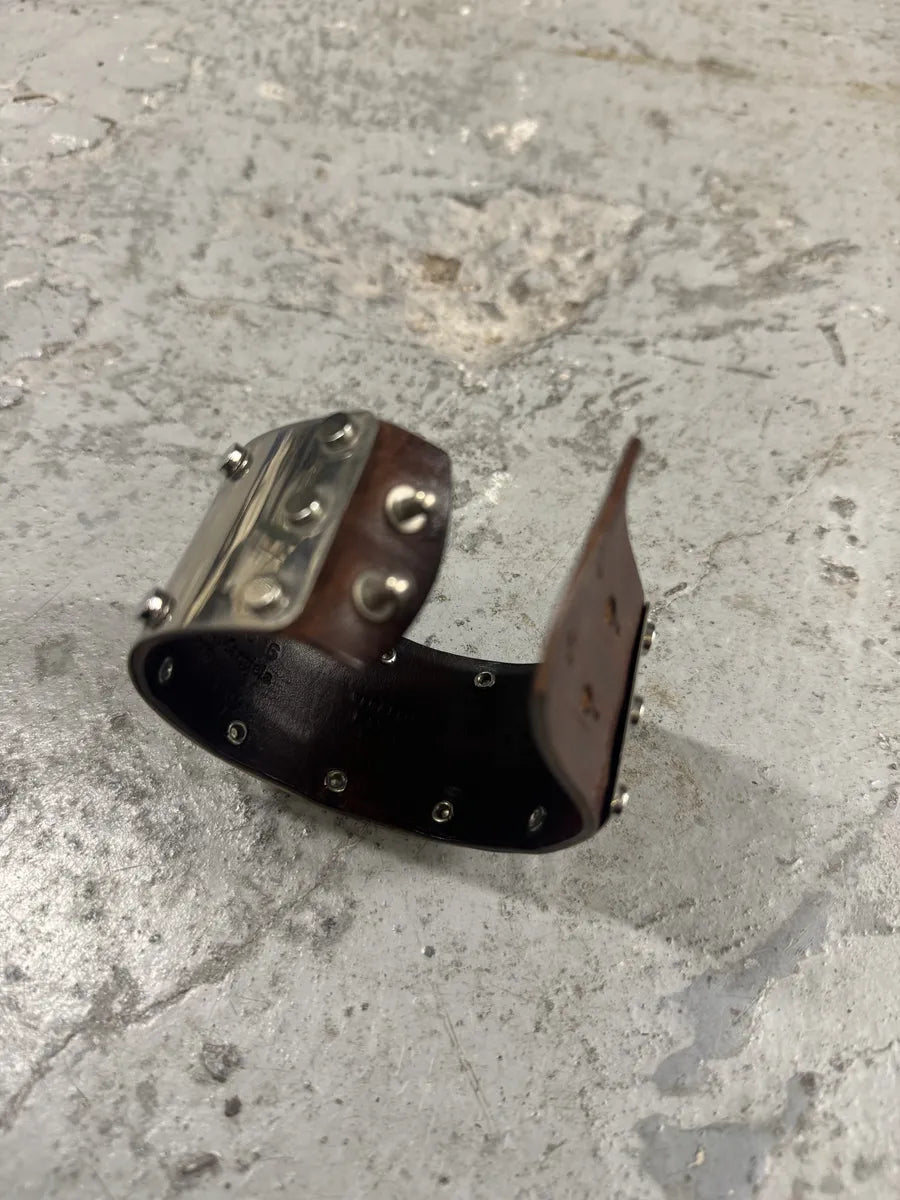 Maison Margiela Brown Leather Metallic Avant-Garde Bracelet (OS) 7