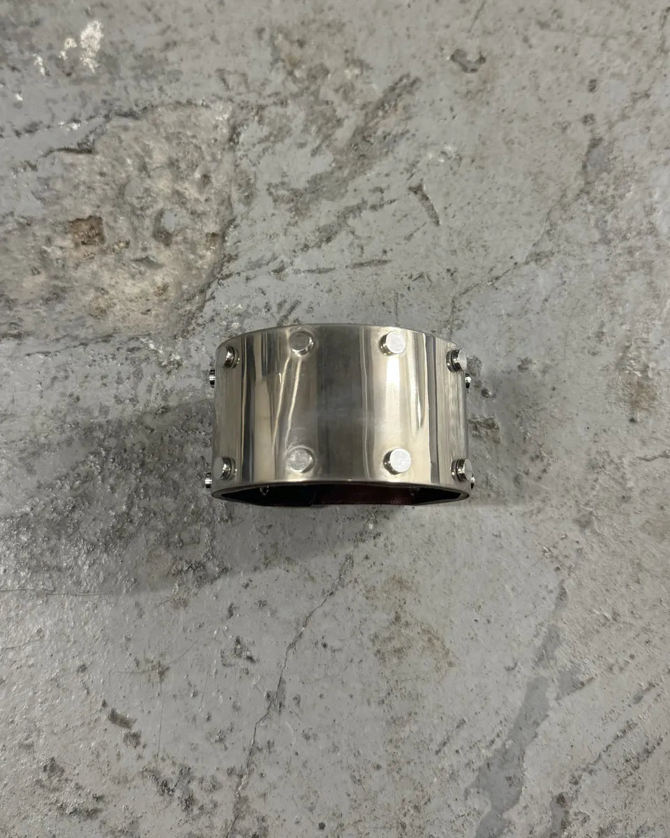 Maison Margiela Brown Leather Metallic Avant-Garde Bracelet (OS) 8
