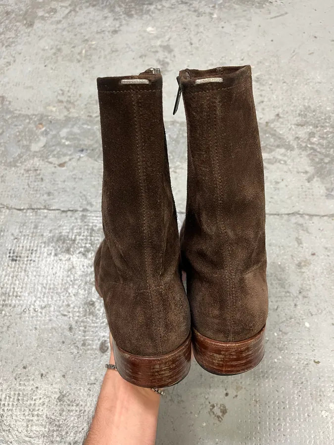 Maison Margiela Brown Suede Leather Ankle Boots zVRfkao 5