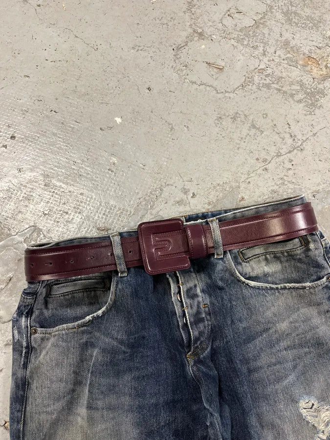 Maison Margiela Burgundy Leather Belt FxzEbSQ 0