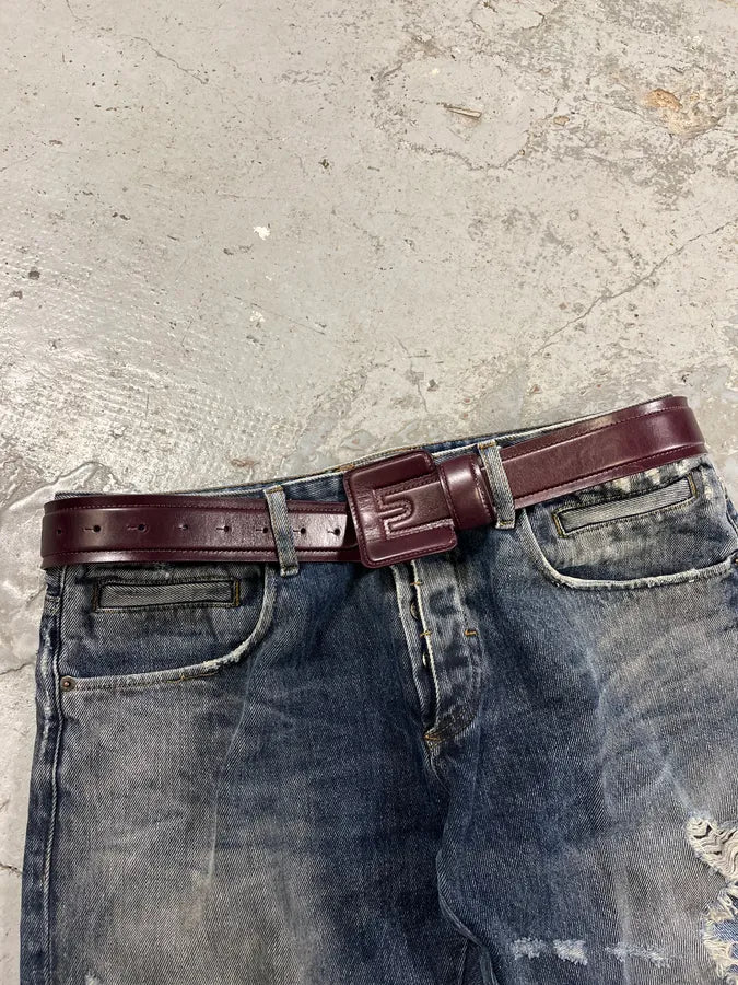 Maison Margiela Burgundy Leather Belt FxzEbSQ 2