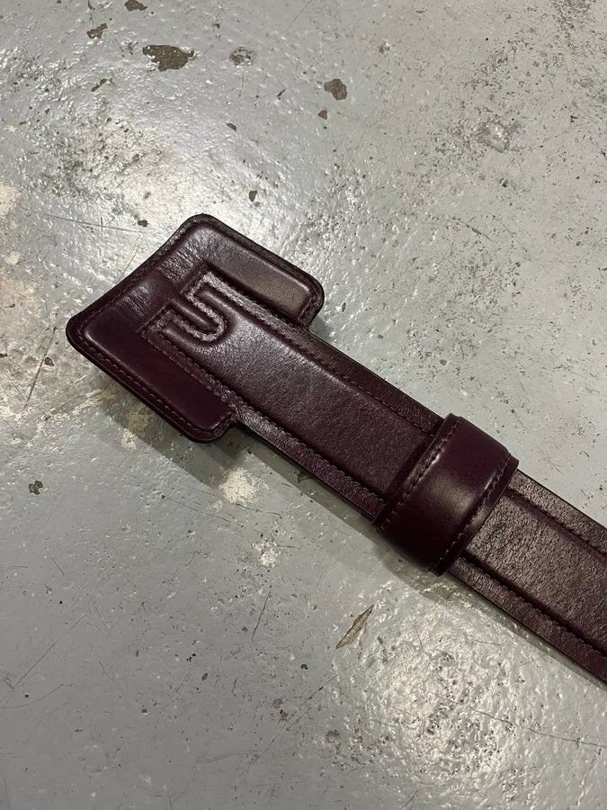 Maison Margiela Burgundy Leather Belt FxzEbSQ 4