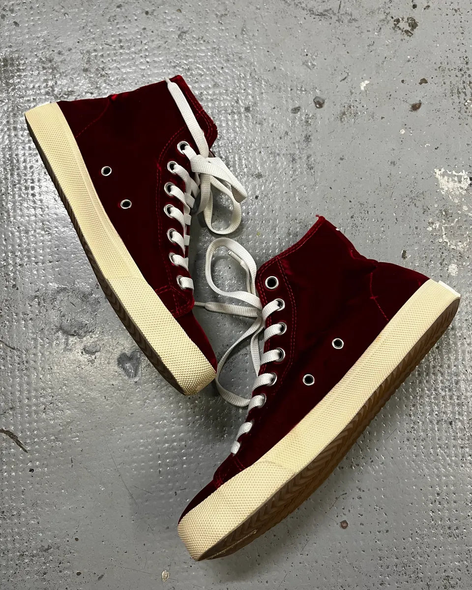 Maison Margiela Burgundy Velvet Tabi High-Top Sneakers PvHuUgt 2