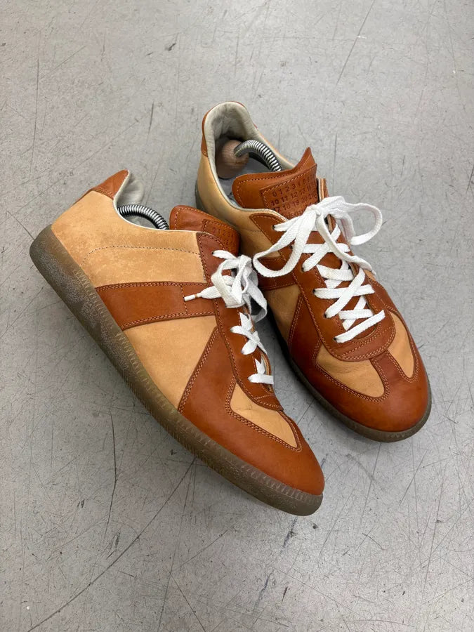 Maison Margiela Cognac Leather Replica Sneakers fqpMKdU 4
