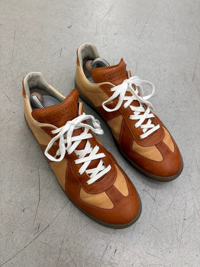 Maison Margiela Cognac Leather Replica Sneakers fqpMKdU 3