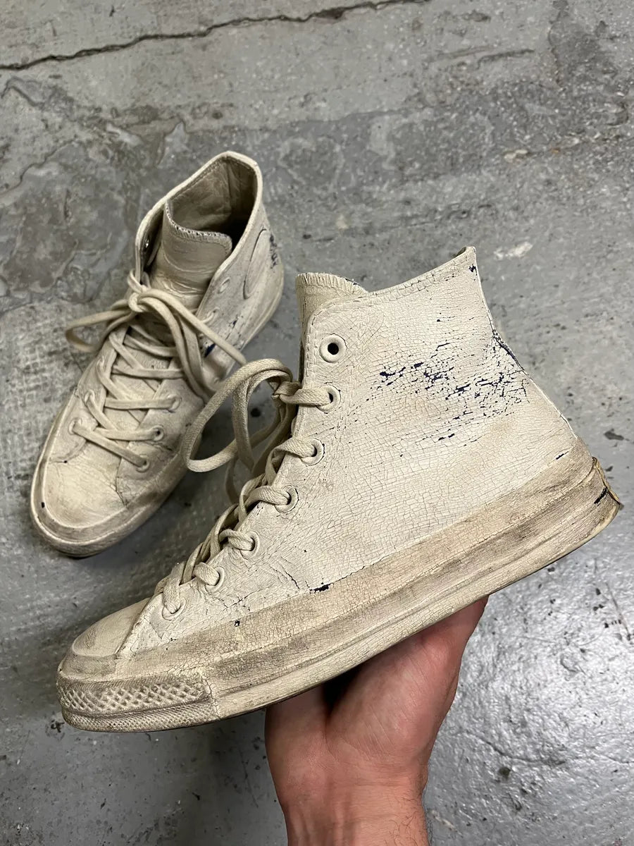 Maison Margiela Converse Beige Cracked Painted High Shoes (39eu/us6.5) pdEfBtJ 0
