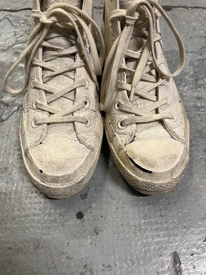Maison Margiela Converse Beige Cracked Painted High Shoes (39eu/us6.5) pdEfBtJ 2