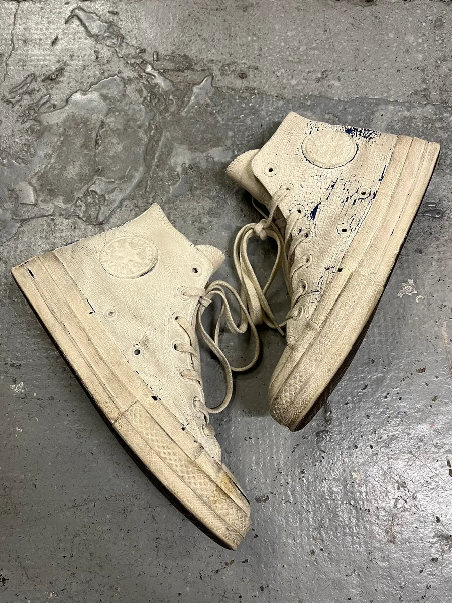 Maison Margiela Converse Beige Cracked Painted High Shoes (39eu/us6.5) pdEfBtJ 5