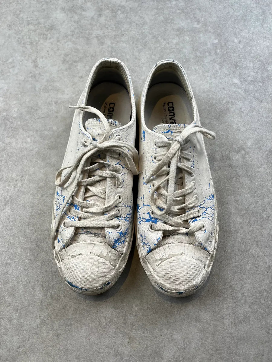Maison Margiela Converse White Paint Crackle Low Sneakers ZsaJcnk 3