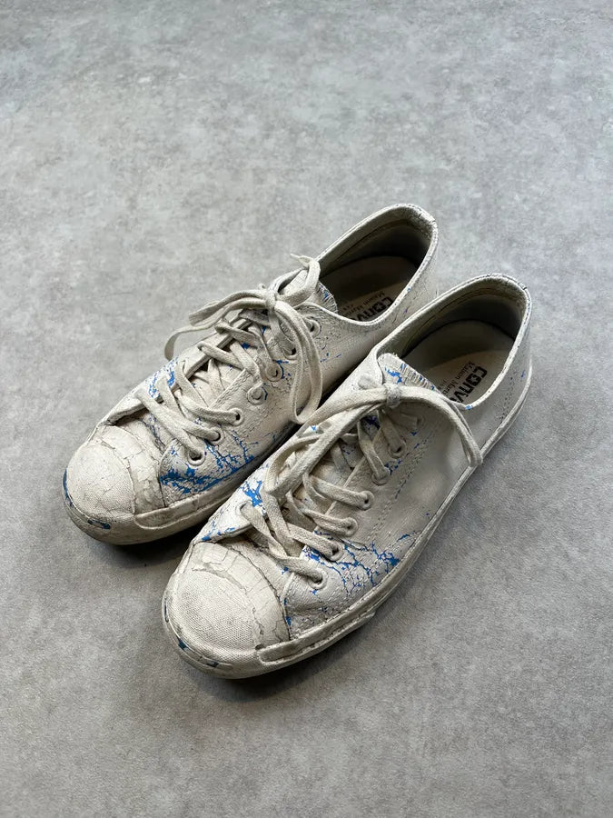Maison Margiela Converse White Paint Crackle Low Sneakers ZsaJcnk 4