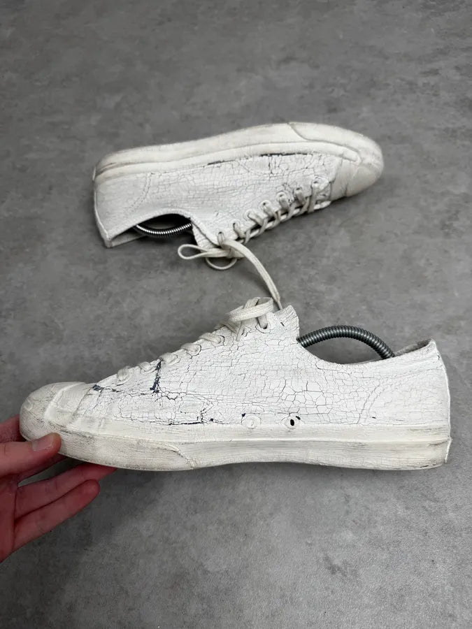 Maison Margiela Converse White Painted Cracked Leather Sneakers DvBIRAq 2
