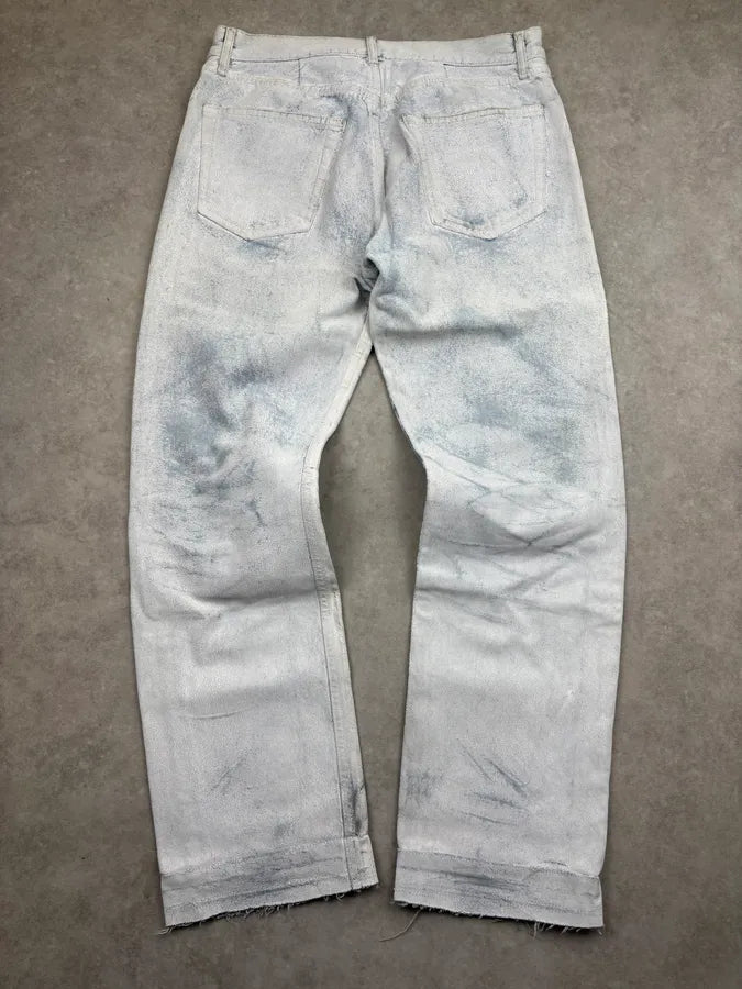 AW2022 Maison Margiela White Painted Cracked Denim Jeans MaGRMle 5