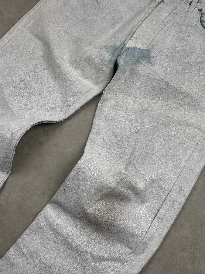 AW2022 Maison Margiela White Painted Cracked Denim Jeans MaGRMle 10