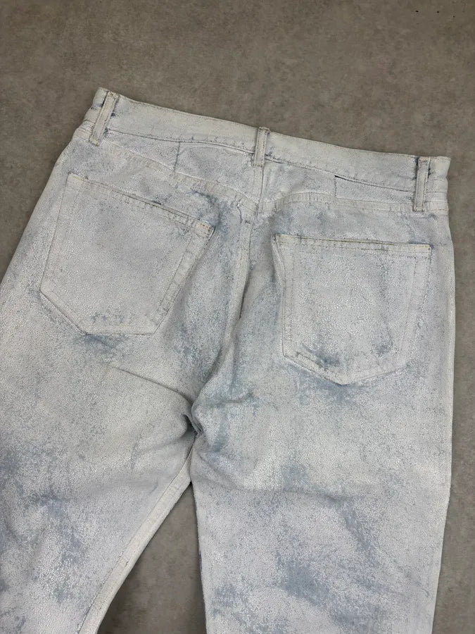 AW2022 Maison Margiela White Painted Cracked Denim Jeans MaGRMle 7