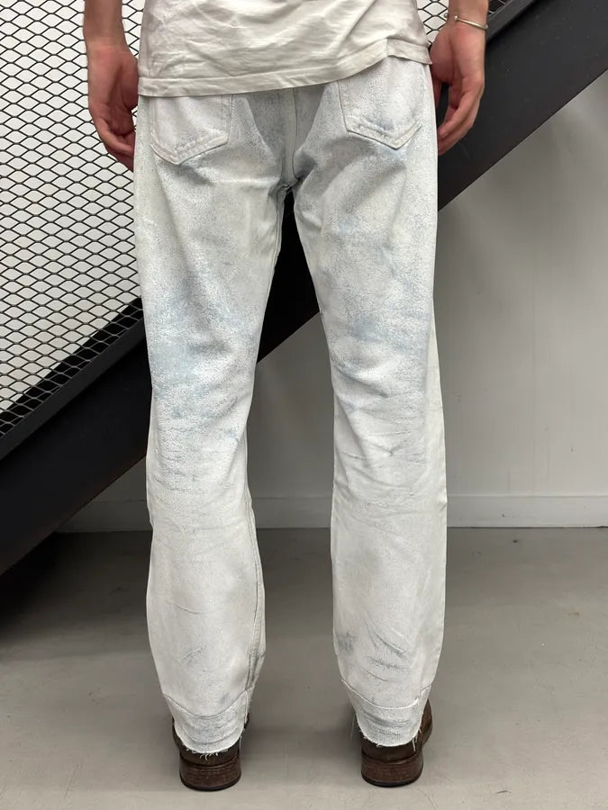 AW2022 Maison Margiela White Painted Cracked Denim Jeans MaGRMle 3