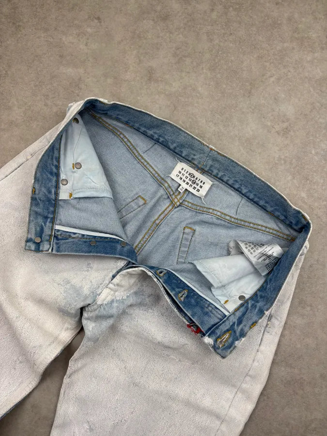 AW2022 Maison Margiela White Painted Cracked Denim Jeans MaGRMle 6
