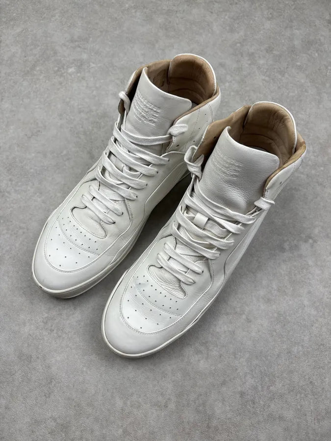 AW2014 Maison Margiela Cream Leather High Sneakers nGDAlsD 1
