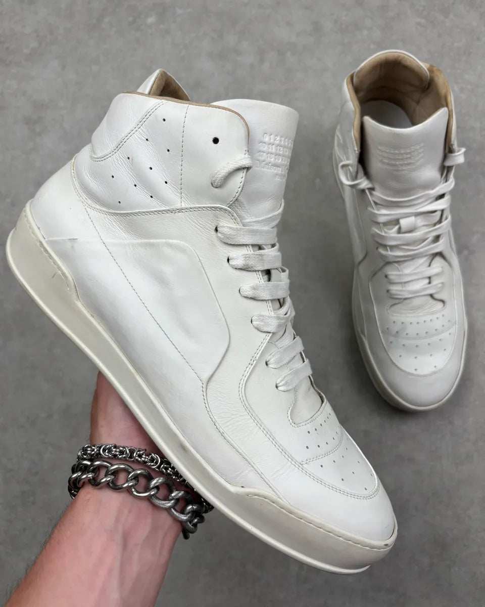 AW2014 Maison Margiela Cream Leather High Sneakers nGDAlsD 0