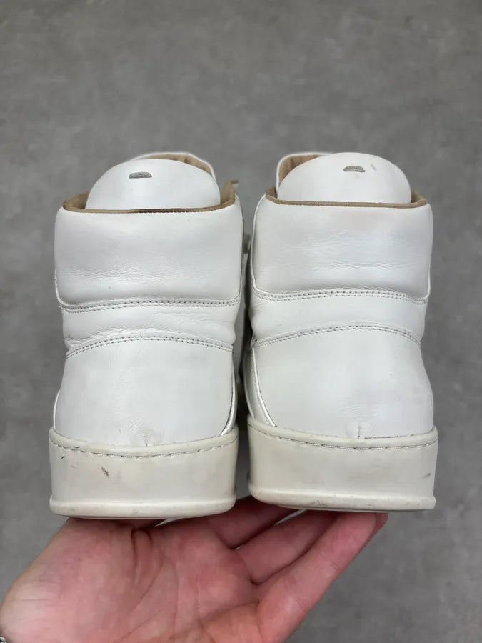 AW2014 Maison Margiela Cream Leather High Sneakers nGDAlsD 6