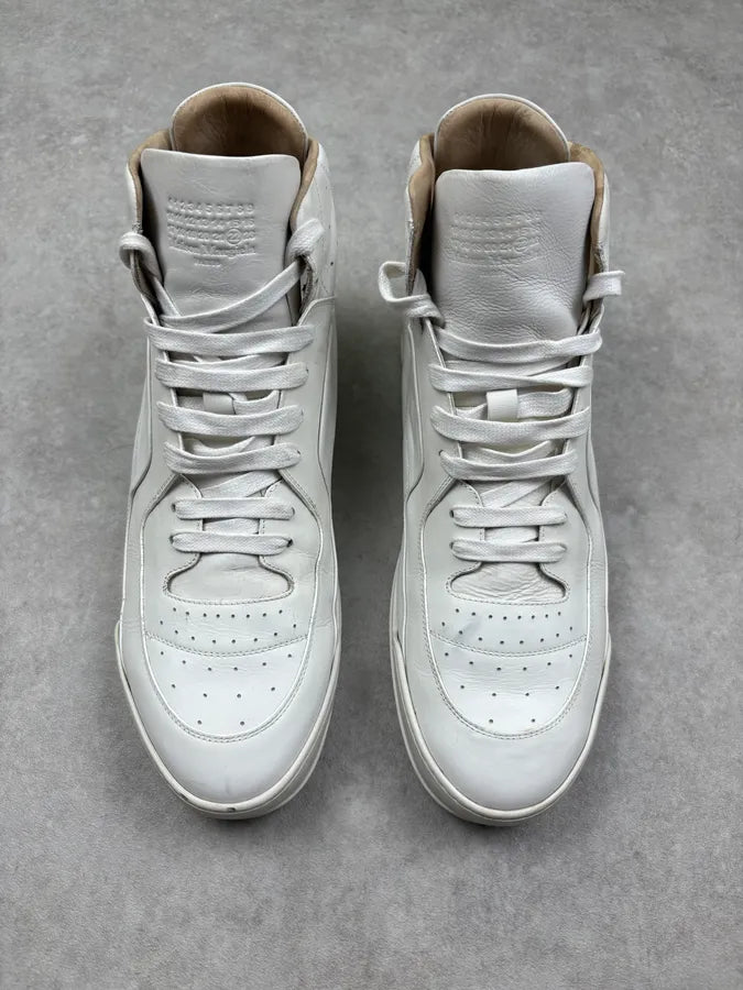 AW2014 Maison Margiela Cream Leather High Sneakers nGDAlsD 2