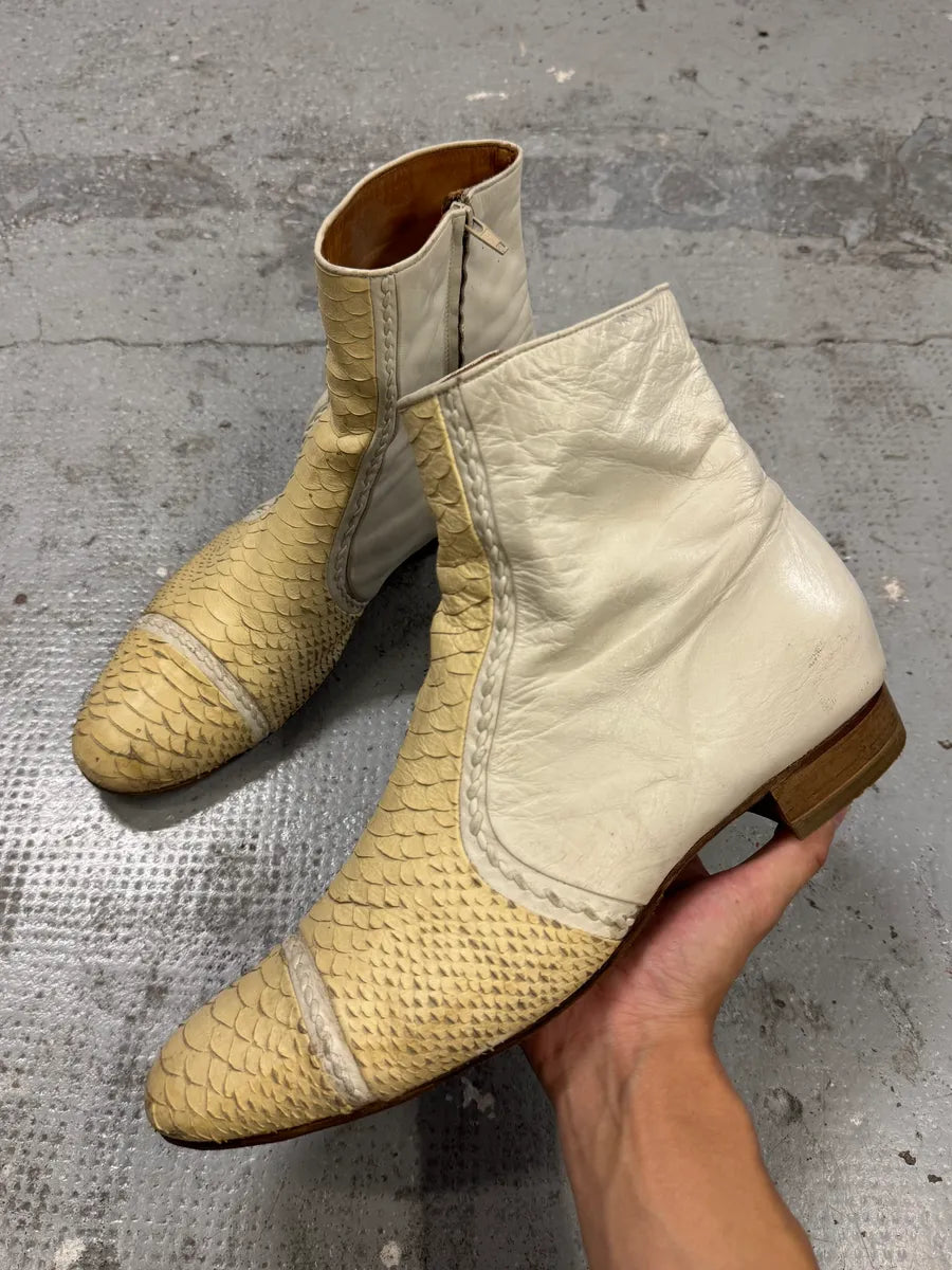 Maison Margiela Creamy Python Leather Boots wMjVMSy 0
