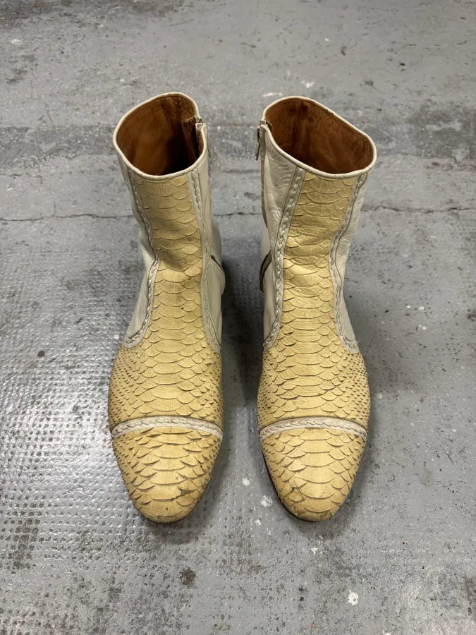 Maison Margiela Creamy Python Leather Boots wMjVMSy 1