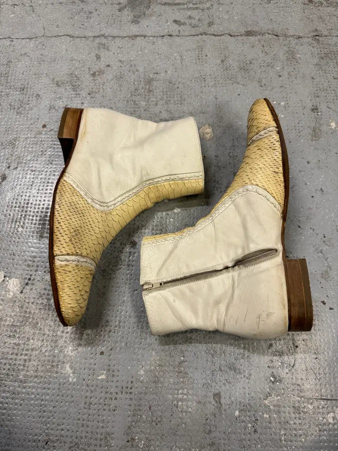 Maison Margiela Creamy Python Leather Boots wMjVMSy 3