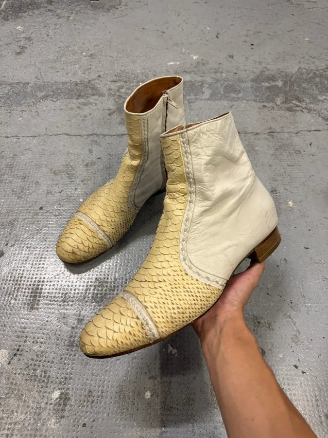 Maison Margiela Creamy Python Leather Boots wMjVMSy 6