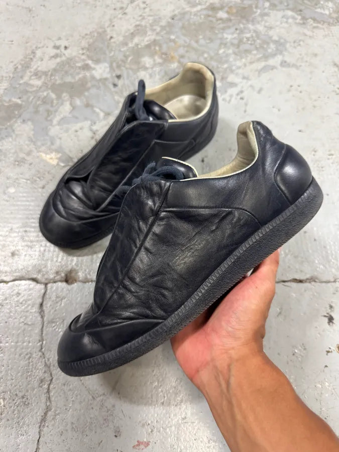 Maison Margiela Future Black Leather Low Sneakers KMEDgDu 3