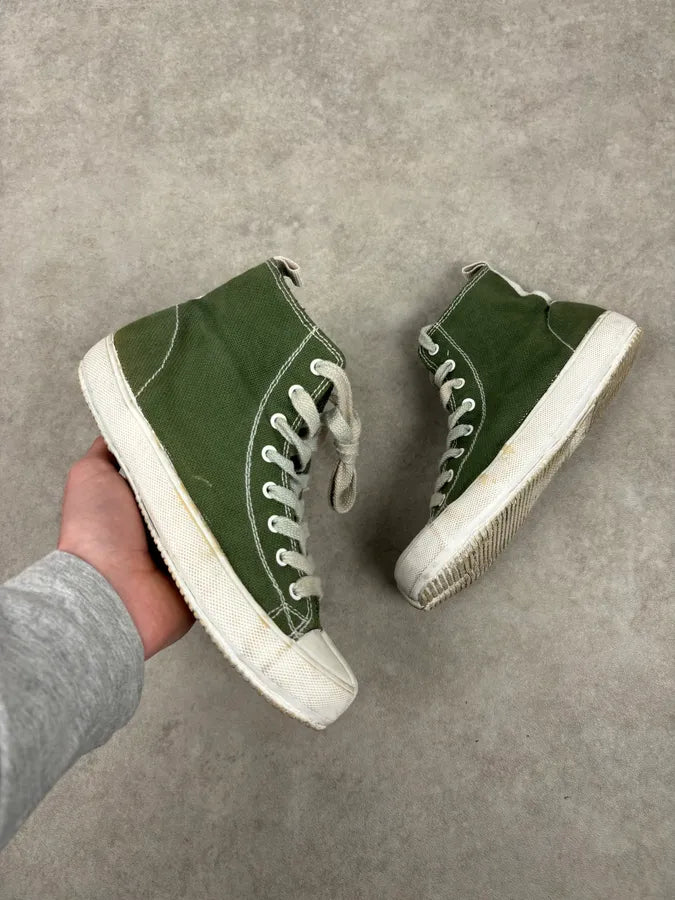 Maison Margiela Green Canvas Tabi Split Toe Sneakers PFPDDQD 1