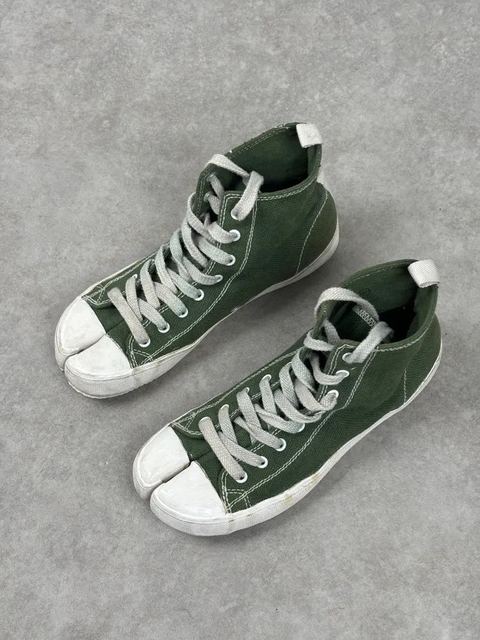 Maison Margiela Green Canvas Tabi Split Toe Sneakers PFPDDQD 3