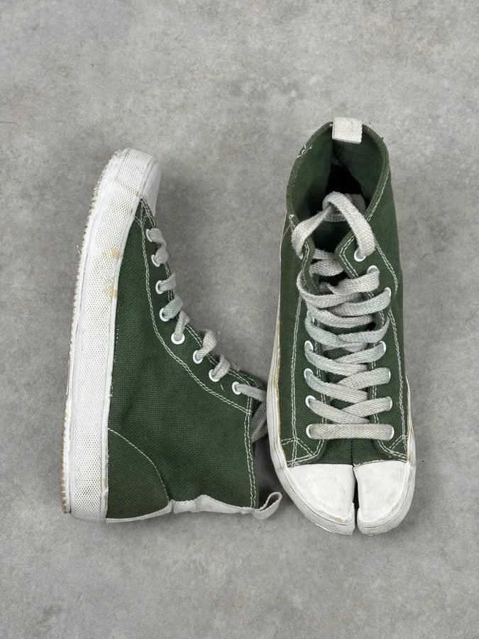 Maison Margiela Green Canvas Tabi Split Toe Sneakers PFPDDQD 0
