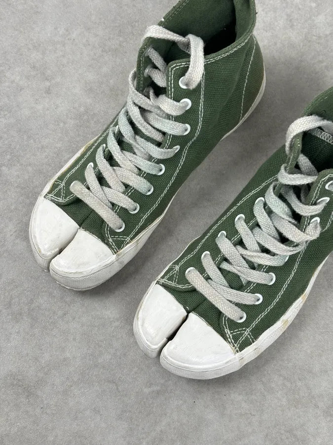 Maison Margiela Green Canvas Tabi Split Toe Sneakers PFPDDQD 4