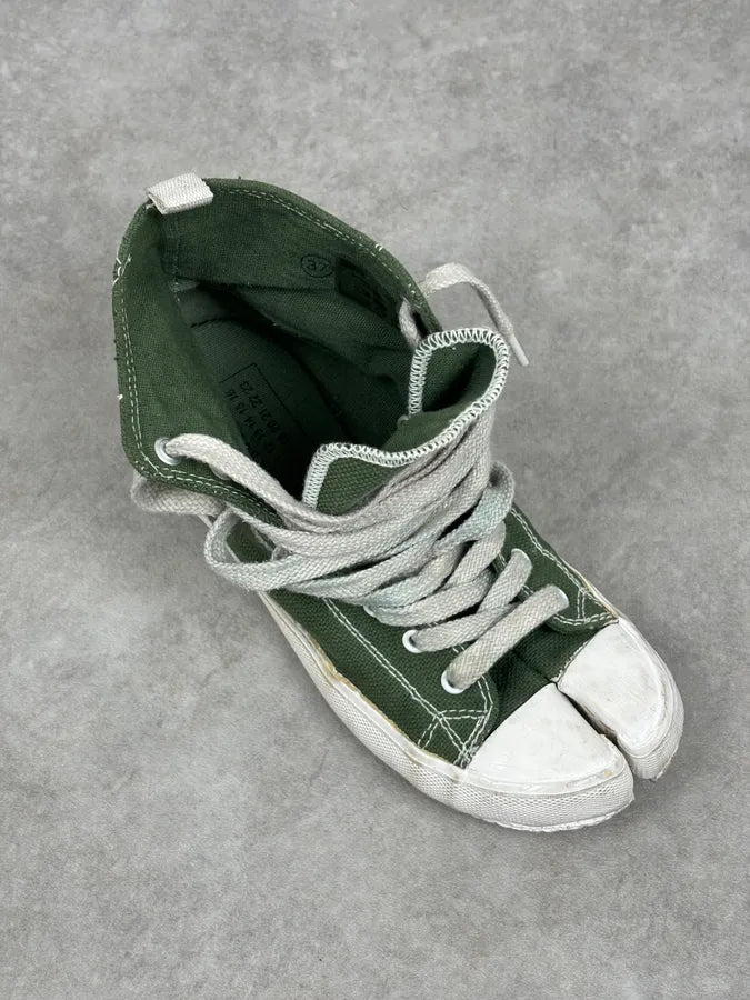 Maison Margiela Green Canvas Tabi Split Toe Sneakers PFPDDQD 8