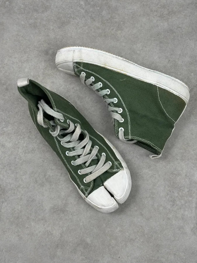 Maison Margiela Green Canvas Tabi Split Toe Sneakers PFPDDQD 6
