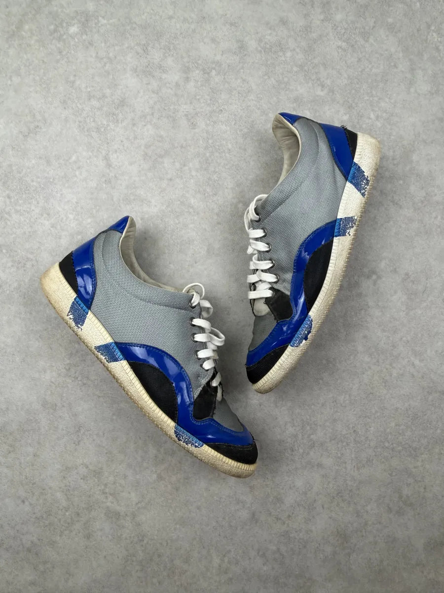 Maison Margiela Grey Canvas Blue Painted Low Sneakers GPGUQuS 1
