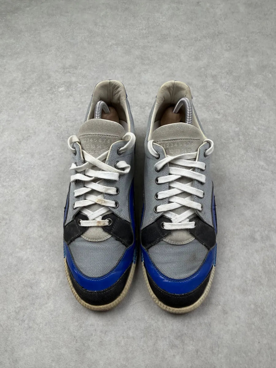Maison Margiela Grey Canvas Blue Painted Low Sneakers GPGUQuS 3