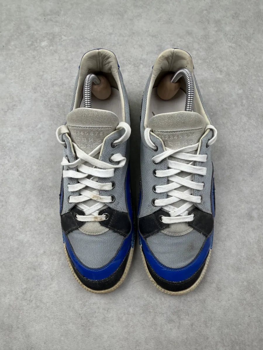 Maison Margiela Grey Canvas Blue Painted Low Sneakers GPGUQuS 4