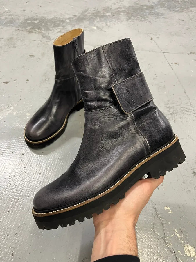 Maison Margiela Grey Eroded Ankle Leather Boots VjUjeRb 0