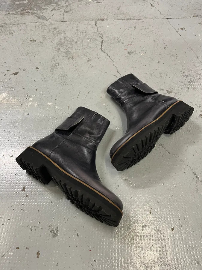 Maison Margiela Grey Eroded Ankle Leather Boots VjUjeRb 1