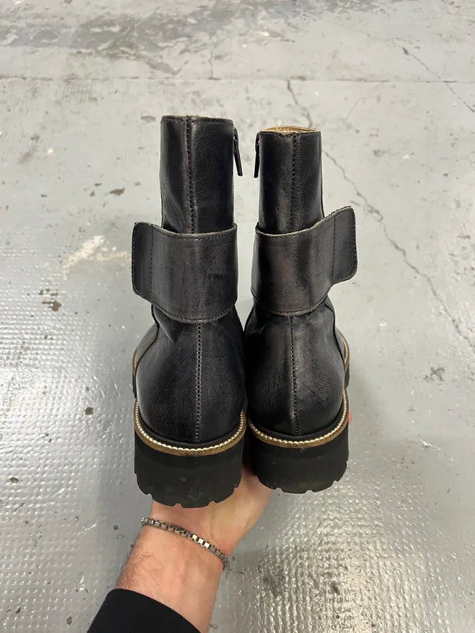 Maison Margiela Grey Eroded Ankle Leather Boots VjUjeRb 4