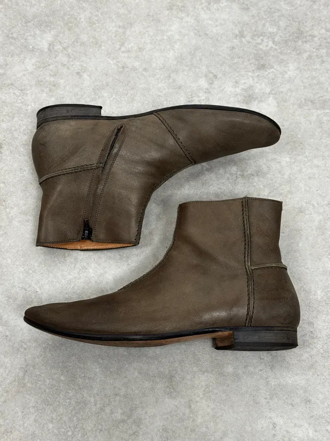 Maison Margiela Brown Eroded Leather Boots mBsEoeH 1