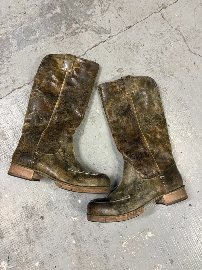 Maison Margiela High Brut Eroded Leather Ankle Boots DGFQaEN 1